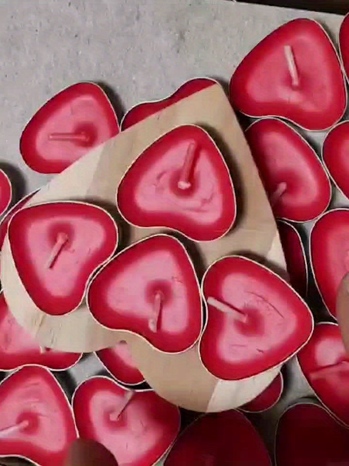 12/50/150/300pcs Heart-Shaped Candles - Red & Golden Glow, Long-Lasting Burn Time, Perfect for Valentine'S Day, Wedding, Birthday, Christmas, Halloween, Thanksgiving Decorations - Bulk Candle Set, Candles For Wedding, Holiday
