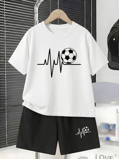 Boys' Casual Cotton T-Shirt and Shorts Set for Spring Summer