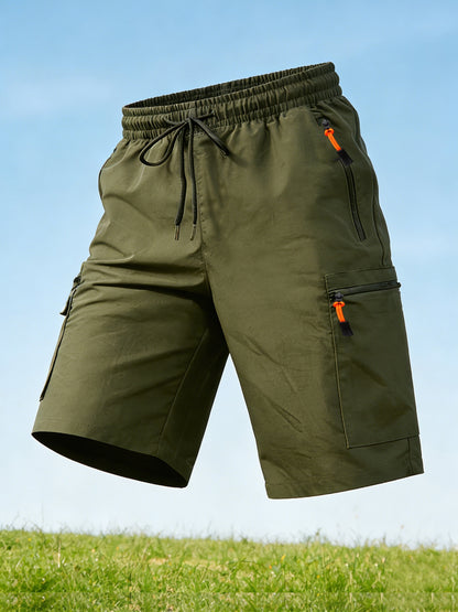 Men's Casual Loose-Fit Cargo Shorts with Elastic Drawstring Waist