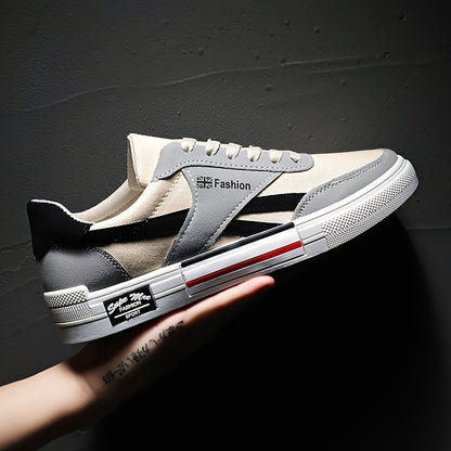 Men's Casual Skateboard Sneakers - Breathable Canvas, Non-Slip Lace-Up Shoes for All Seasons, Street Style