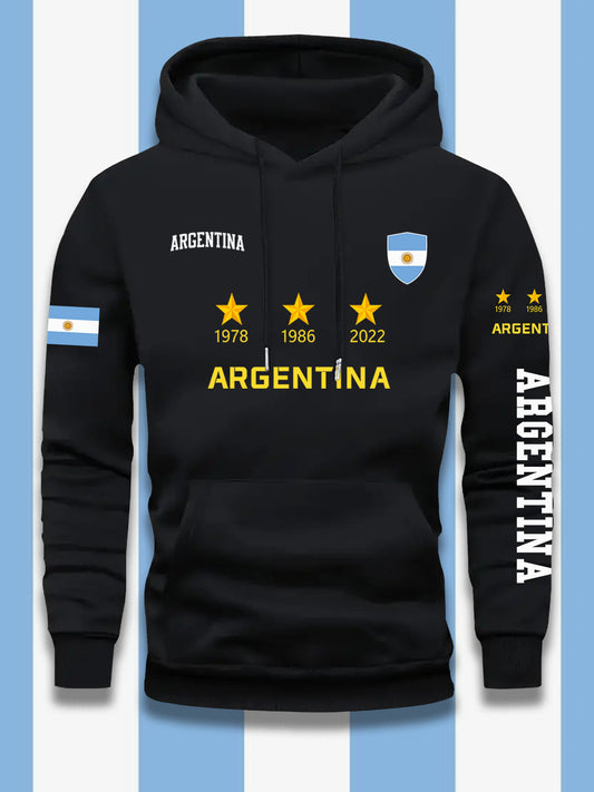 Men's Argentina Flag Hoodie - Casual Loose Fit Pullover