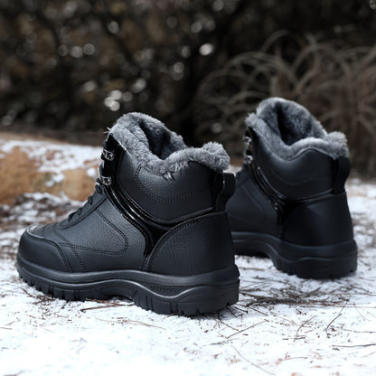 Men's Winter Snow Boots - with Plush Lining and Removable Insole - Slip-Resistant Tread, Suitable for Ice, Snow, Mud, Grass - Men's Casual and Formal Winter Shoes, Lace-Up Ankle Support - All-Terrain Grip - Men's Winter Boots