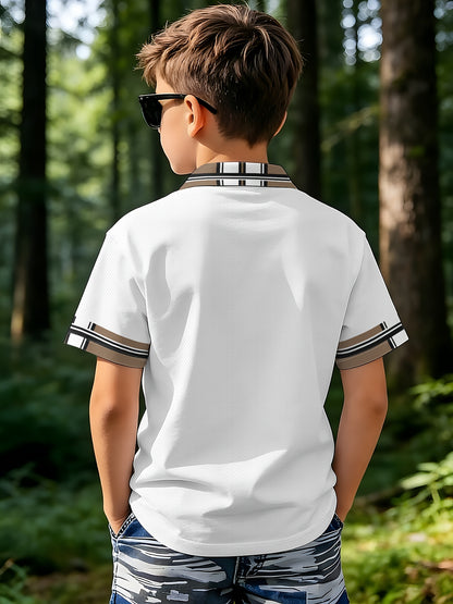Boys' Summer Breathable Polyester Polo Shirt Casual Style