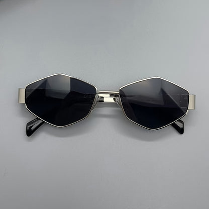 Women’s Metal Frame Polygonal Sunglasses with Colored Lenses