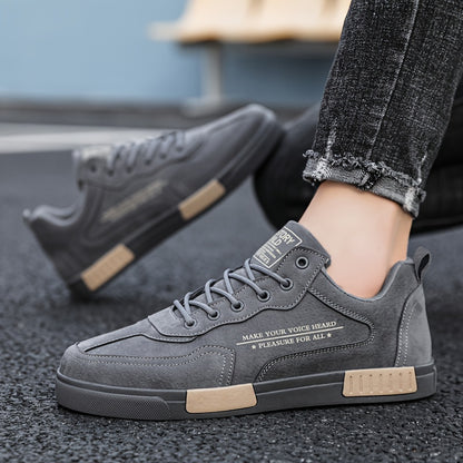 Men's Fashion Street-Inspired Low-Top Skateboard Sneakers, Comfort Anti-Slip Lace-Up Athletic Shoes, Universal Fit Casual Running Footwear, All-Season Solid & Stripe Pattern, PU Upper Fabric Insole Rubber Sole