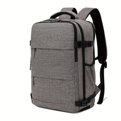 Airline-Approved 38.1cm Laptop Travel Backpack for Women, Light Blue Polyester with Adjustable Straps, Shoe Compartment & USB Charging Port - Ideal for School & Work Trips, Laptop Bag
