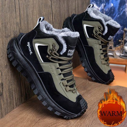 Men's Outdoor Hiking Shoes - Multi-Terrain Breathable Athletic Sneakers for Gym Training, High Elasticity Support & Anti-Slip Design, Lightweight and Warm Snow Sports Footwear