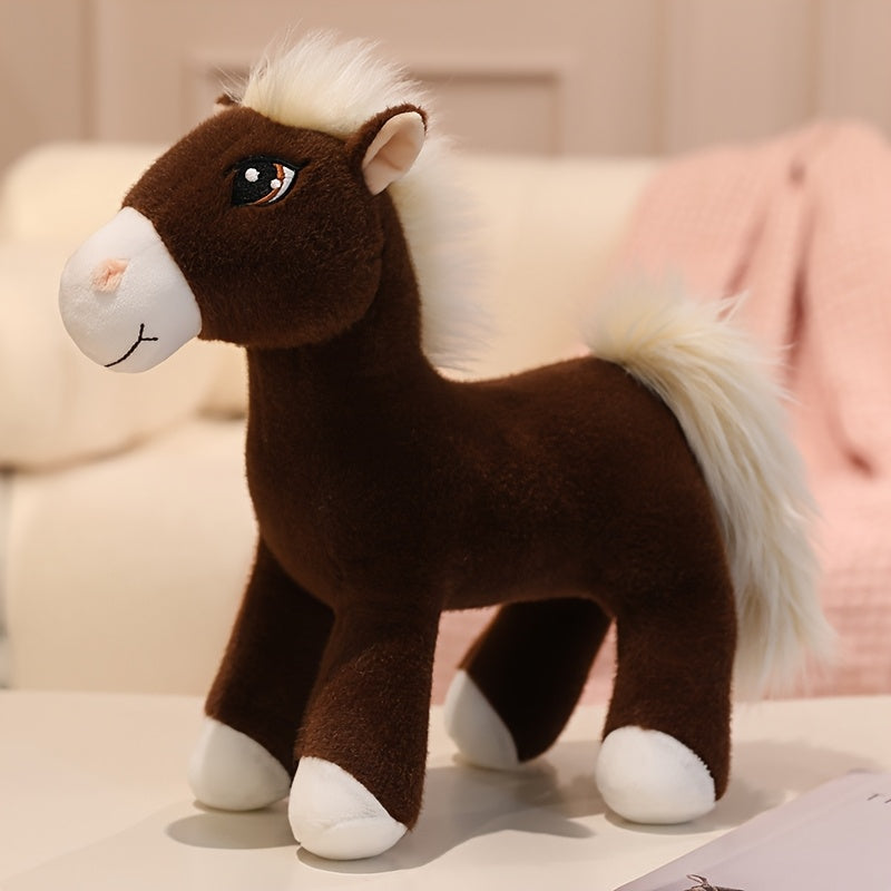 Simulation Horse Plush Toys 20cm/7.87" Soft Stuffed Plush Animal Toy Education Prop Toys for Students Home Room Sofa Decorations