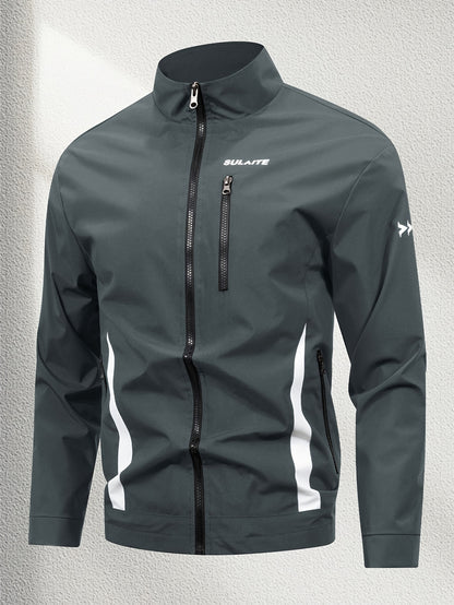 Unisex Casual Sport Bomber Jacket with Stand Collar for Spring-Fall