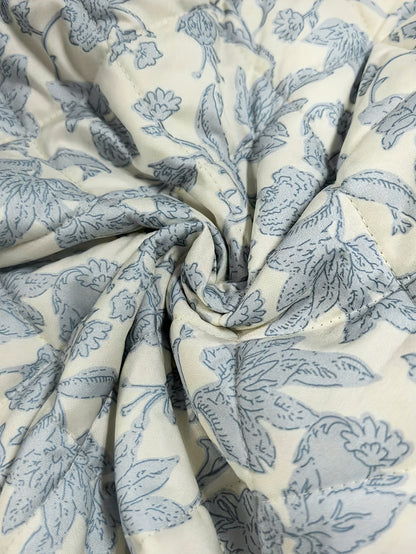 Plus Size, Women's Elegant Large Size Floral Print Winter Coat - Oversized Collar Long Sleeve Jacket with Pockets, Structured Fit & Machine Washable Fabric, Blue/White/Black/Beige Trench Coat for Fall & Winter, Digital Print