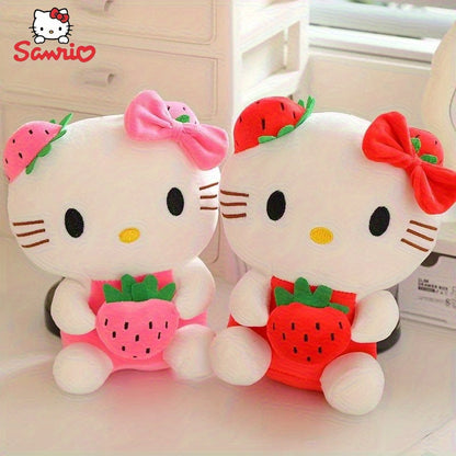 Sanrio Hello Kitty Y2K Style Plush Toy - Strawberry & Watermelon Fruit Design, Soft Polyester Cute Cartoon Character for Room Decor, Birthday Gift, 0+ Age