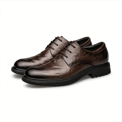 Men's Handmade Leather Derby Shoes Business Formal Low Top