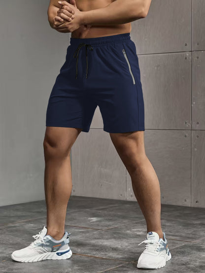 Super Thin Men's Casual Simple Style Comfy Shorts, PERFORMANCE Letter Print Home Pajamas Bottom With Zipper Pockets And Drawstrings, Men's Summer Outdoor Fitness Clothing