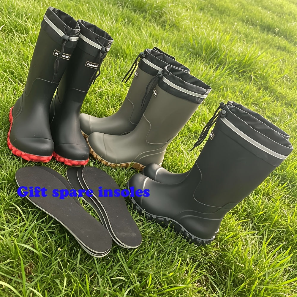 Waterproof PVC Rain Boots with Spare Insole and Anti-Slip Sole