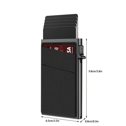 Simple RFID Blocking Aluminum Alloy Credit Card Holder with Money Bag for Men