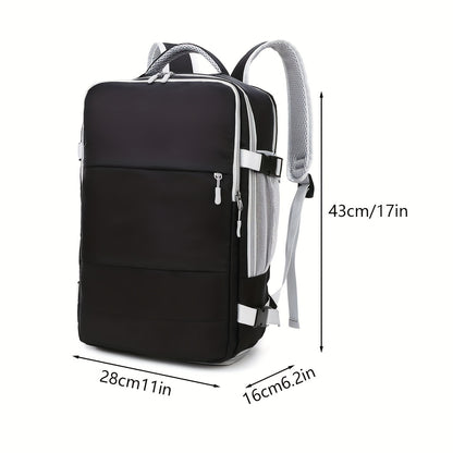 Multi-Functional Travel Backpack for Women, Casual Style, Large Capacity, Lightweight, USB Charging, Adjustable Straps, Shoe Compartment, Zipper Closure, Polyester Lining, Sewing Thread Detail, Wet Wipe Clean, for Business Tr