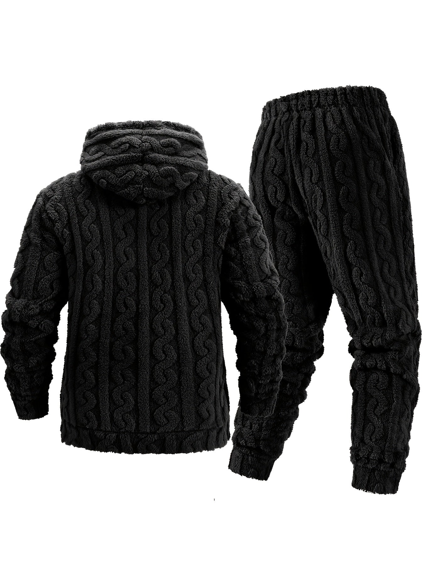 Men's Lined Hoodie and Pants Set for Fall and Winter Comfort