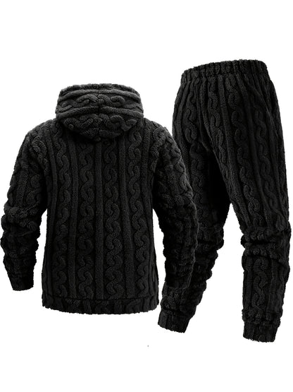 Men's Lined Hoodie and Pants Set for Fall and Winter Comfort