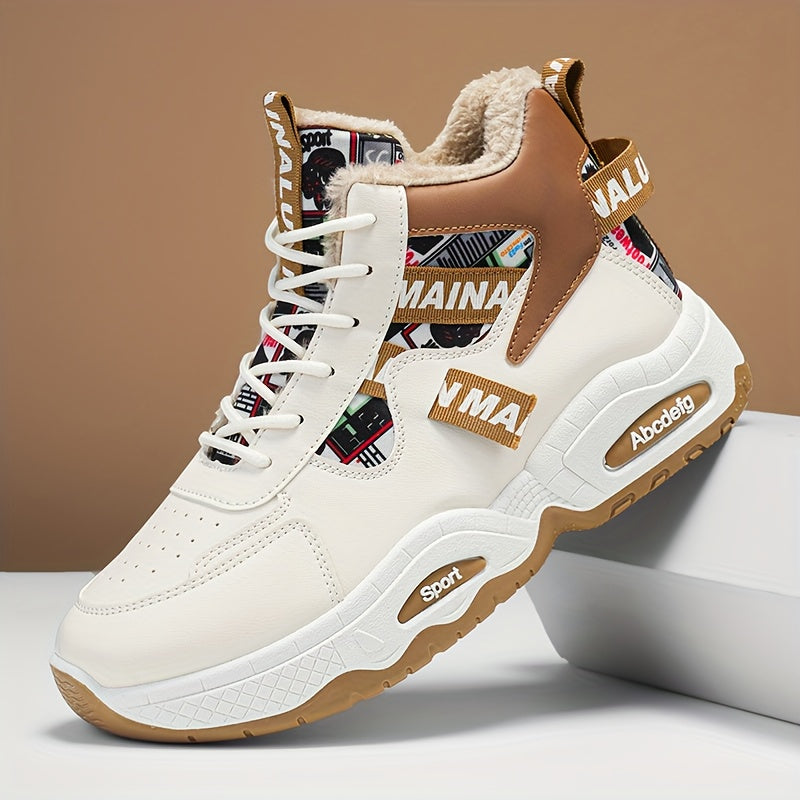 Men's Winter Snow Boots with Thick & Height Increase - Heavy-Duty PU Upper, -Absorbing PVC Sole, Lace-Up Ankle for Ice Traction - Outdoor Ice Skating,, Daily Use (Warm Mid-Calf/Ankle-High)