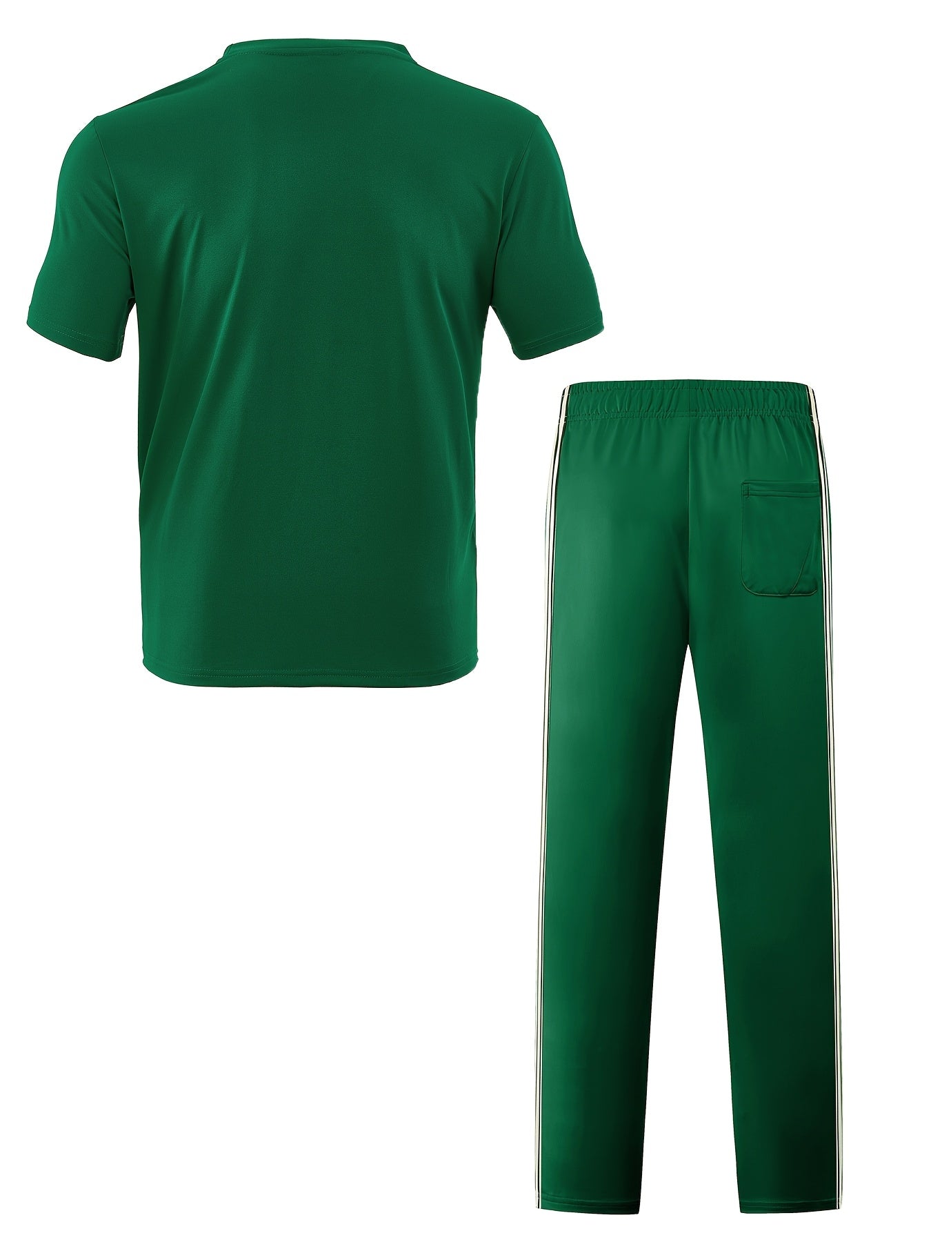 Men's Summer Quick-Dry Tracksuit Set with Striped Tee & Sweatpants
