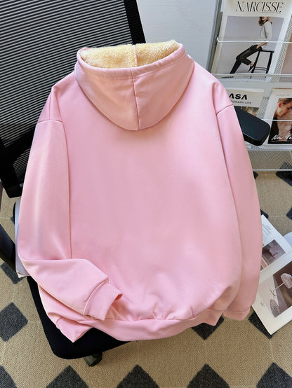 Կանացի մեծ չափսի ձմեռային տաք, գլխարկով սվիտեր՝ Շնորհավոր Սուրբ Ծնունդ և Շնորհավոր Նոր Տարի նախշերով - Հաստ բրդյա ծածկույթով մեծ չափսի սվիտեր, հարմարավետ, առօրյա սվիտեր Սուրբ Ծննդյան համար, Հելոուինի նվերներ, Սուրբ Ծննդյան սվիտեր, տոնական հագուստ,