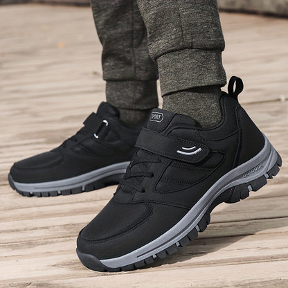 Men's Breathable Casual Shoes With Hook And Loop Fastener, Comfy Soft Sole Sneakers For Outdoor Jogging, Spring And Summer