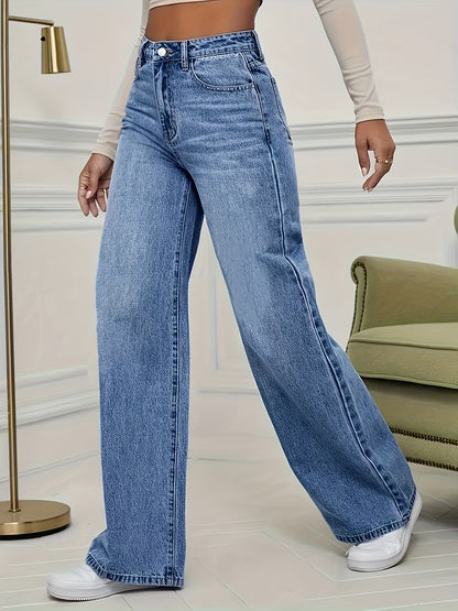 Women's Fashion Stretch Denim JK8820-T# Long Pants, Casual Washed Jeans, Straight Fit, No Belt, All-Season, Solid Color, Regular Length, Built-in Zipper, CPUY Brand