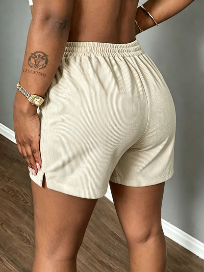 Women’s Summer Casual Corduroy Shorts with Drawstring Waistband