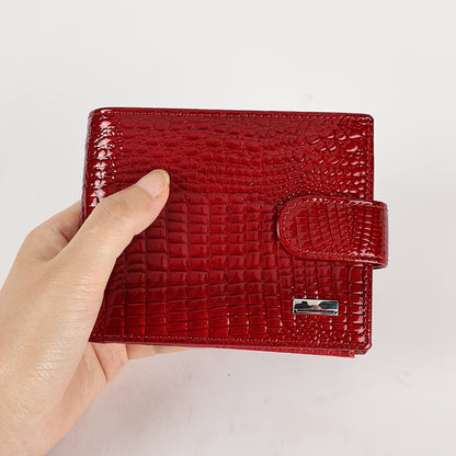 NIUCUNZH Full-Feature Genuine Leather Wallet Compatible for Men & Women - Top-Grain Cowhide with Magnetic Closure, Multi-Card, Photo & Coin Pocket, Passport Holder - Elegant Crocodile-Embossed Design, Valentine's/Mother's/Tha - ayq