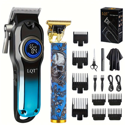 LQT 1/2/3 հատ պրոֆեսիոնալ սրահի մազերի կտրիչի հավաքածու, որը ներառում է մազերի կտրիչ, T-աձև կտրիչներ, մորուքի կտրիչներ և էլեկտրական սափրիչներ, ութ սահմանափակող սանրերով, կոմպակտ դիզայն, զրոյական բացվածքով ճշգրիտ կտրվածք, բարբի կարիքները բավարարելու համար