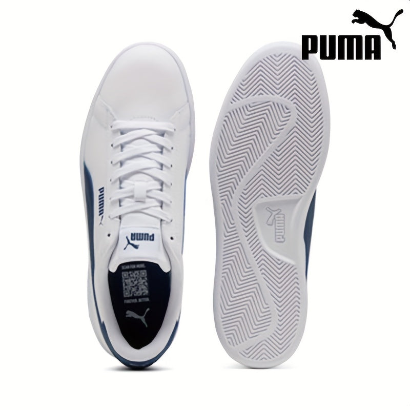 PUMA Unisex Low-Top Sneakers - White  Navy Blue, Lace-Up Casual Shoes with Cushioned Rubber Sole for Everyday, Gym, Office - All-Season Men's  Women's Athletic Footwear, Gym Footwear, Sporty Look, Durable Footwear