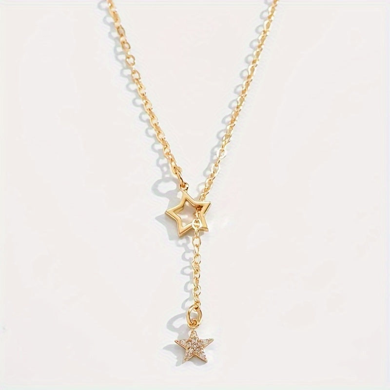 Exquisite Shiny Star Y-Shaped Clavicle Chain Necklace For Women Dating Party Jewelry，women Gift
