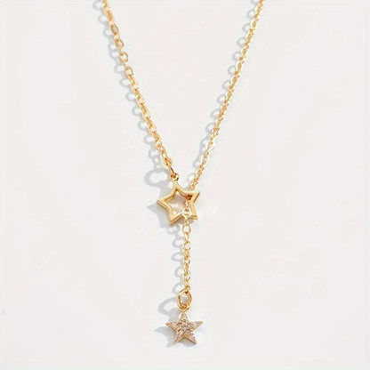 Exquisite Shiny Star Y-Shaped Clavicle Chain Necklace For Women Dating Party Jewelry，women Gift