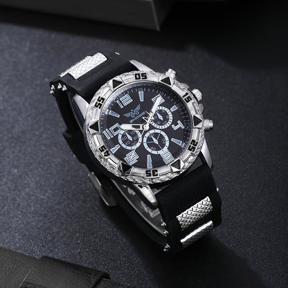 4 հատ տղամարդու մինիմալիստական ​​դրամապանակ, ժամացույց և ապարանջանի նվերների տուփ - էլեգանտ ձեռքի ժամացույց և համապատասխանեցում, հարմար է Սուրբ Ծննդյան, ծննդյան օրվա, նրա նվերի համար - ոճ, նվեր տղամարդկանց համար