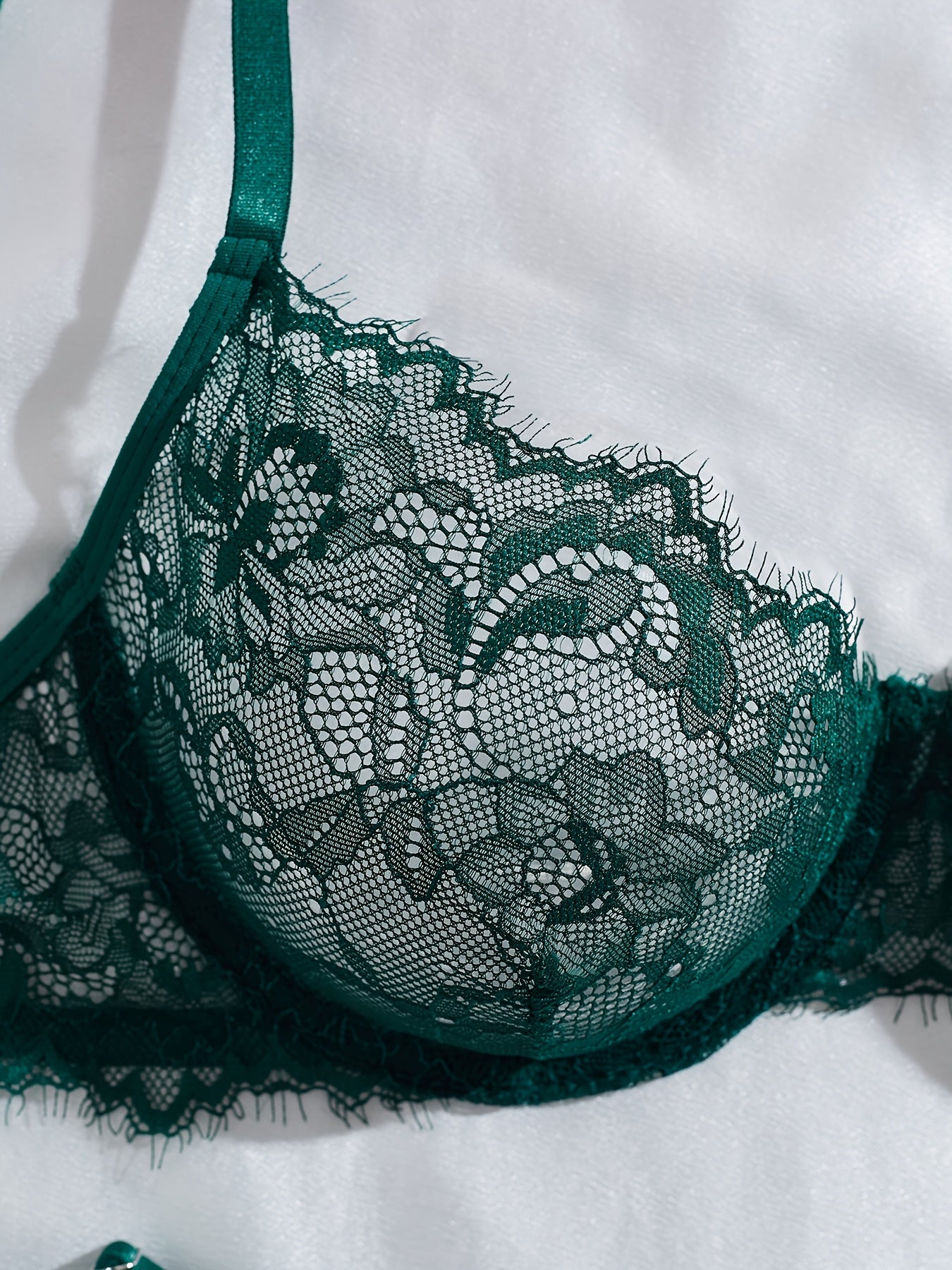 Sexy Lace Eyelash Strappy Lingerie Set for Women
