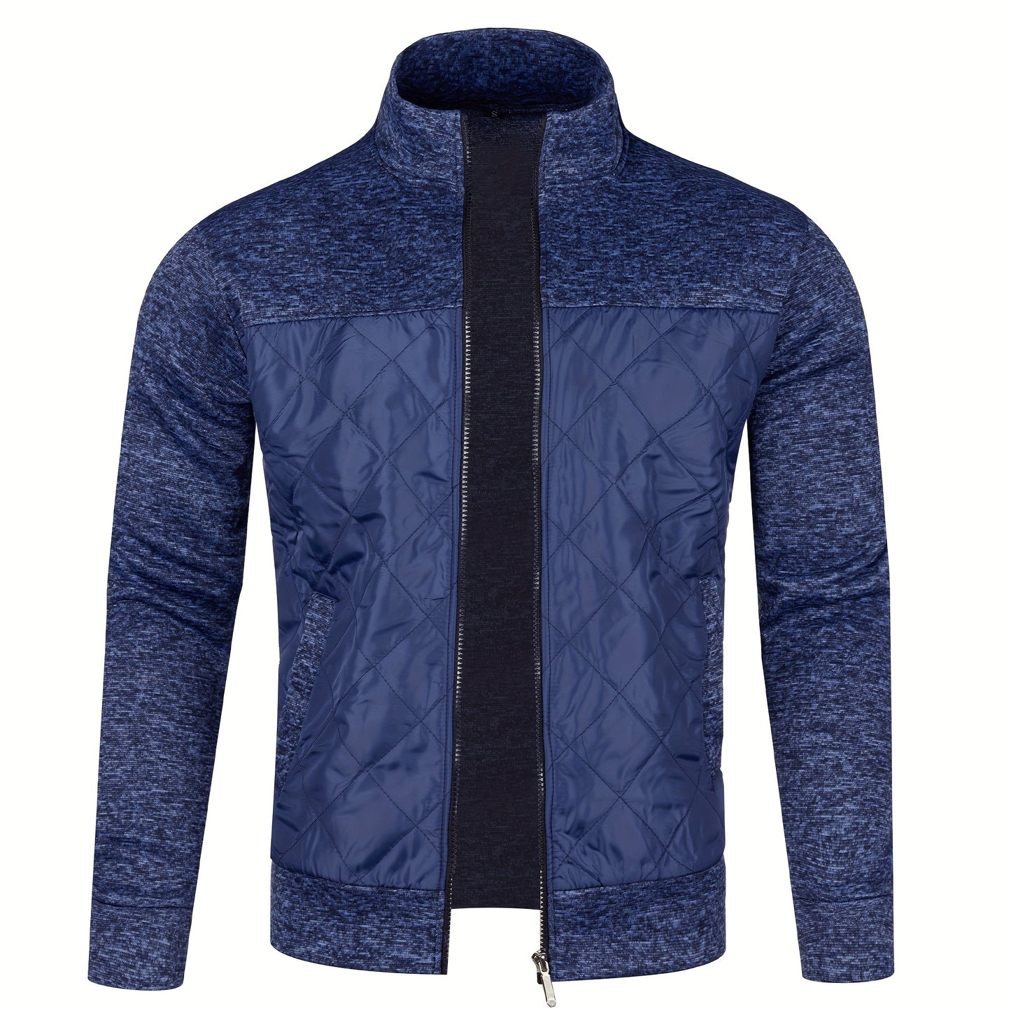 Men's Knitted Cardigan Jacket, Autumn Winter Casual Stand Collar Full Zip Coat, Long Sleeve Regular Fit Jacket
