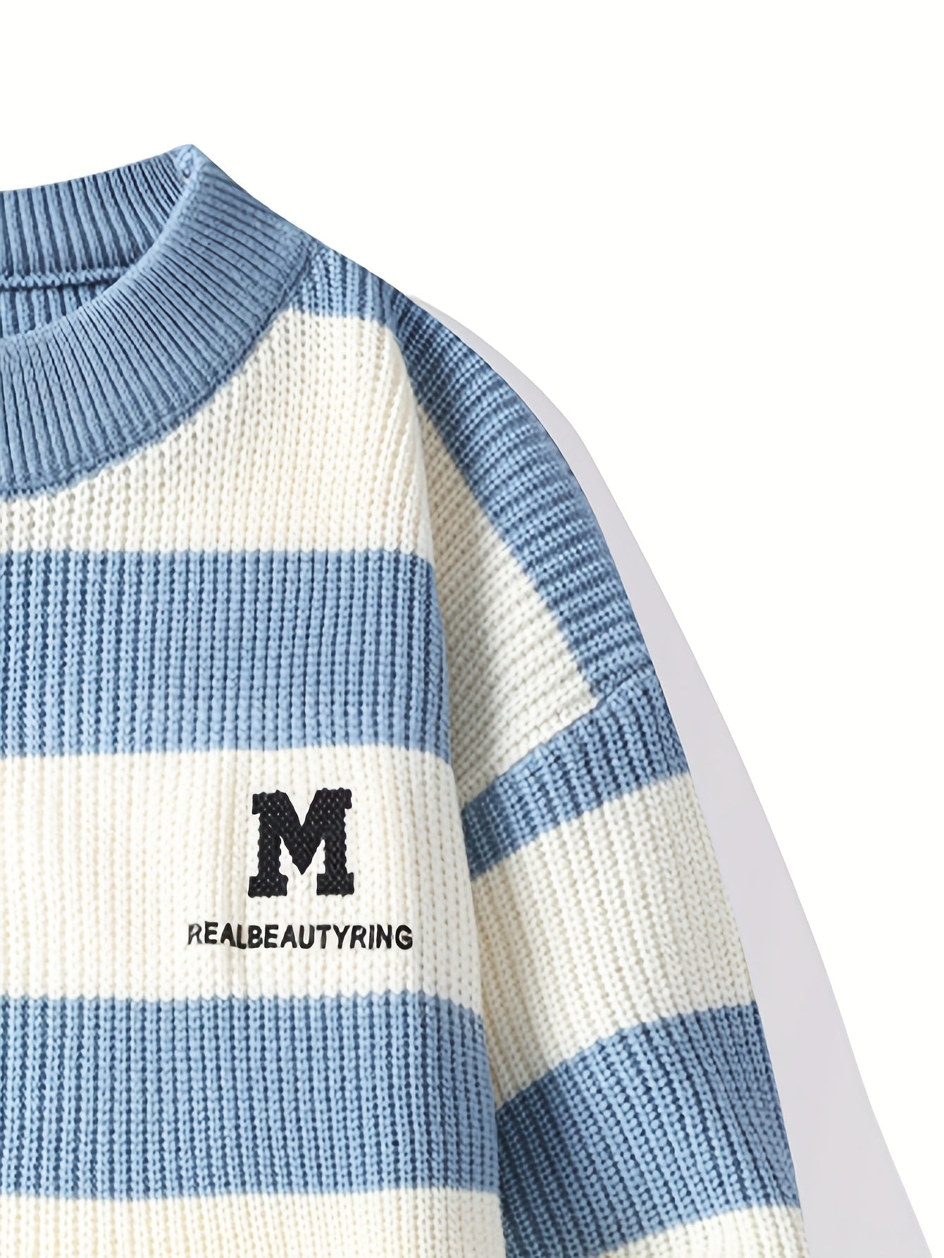 Տղամարդկանց 2025 թվականի աշուն/ձմեռ գծավոր երիտասարդական սվիտեր՝ գունային բլոկով, կլոր վզնոցով, ամենօրյա տաք տրիկոտաժով