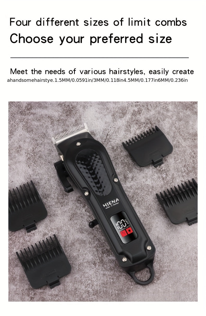 HIENA Professional Hair Clippers for Men and Women with LCD Display, USB Rechargeable, ≤36V Operating Voltage, 18650 Series Lithium Battery, Efficient and Precise Haircutting for Salon and Home Use - ayq