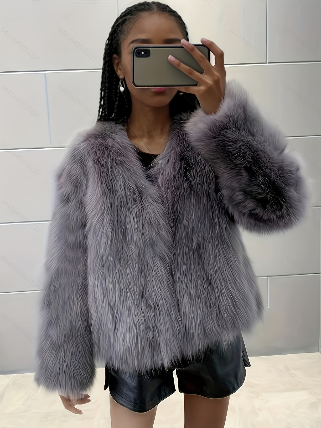 Կանացի էլեգանտ արհեստական ​​մորթուց վերարկու - փափուկ, փափուկ ձմեռային վերարկու՝ պոլիուրեթանային ծածկույթով, միագույն աշնանային/ձմեռային վերնազգեստ, ձեռքով լվացում/քիմմաքրում, չձգվող՝ առօրյաից մինչև պաշտոնական հագուստի համար