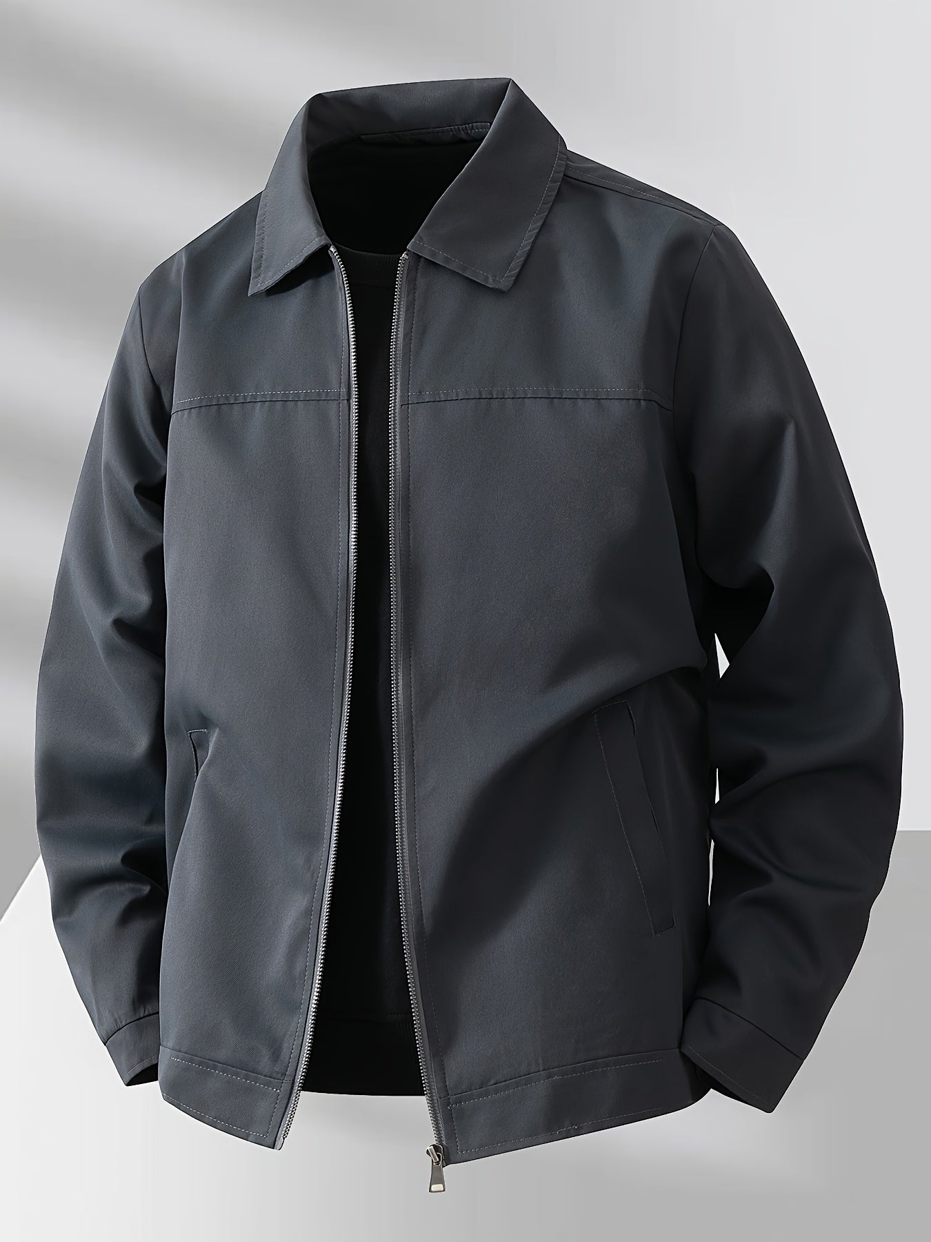 Men'S Lightweight Business Jacket - Zip-Up Formal Coat with Notch Lapel, Olive Green - Office, Wedding, Travel - Durable Polyester Jacket for Professional & Casual Attire - Spring/Fall Outerwear, Office Wear, Sleek Design, Hi