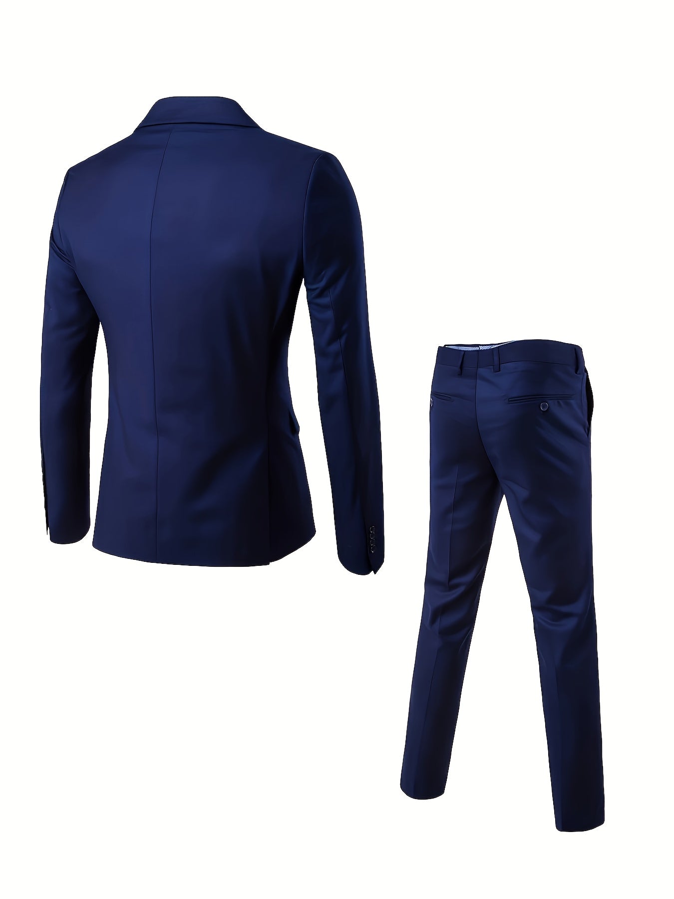 Men's 3-Piece Polyester Suit Set with Jacket, Vest & Trousers