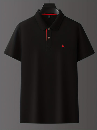 Men'S Stylish Short-Sleeve Polo Shirt Featuring a Contrasting Ribbed Collar And Exquisite, a Timeless And Versatile Choice - ayq
