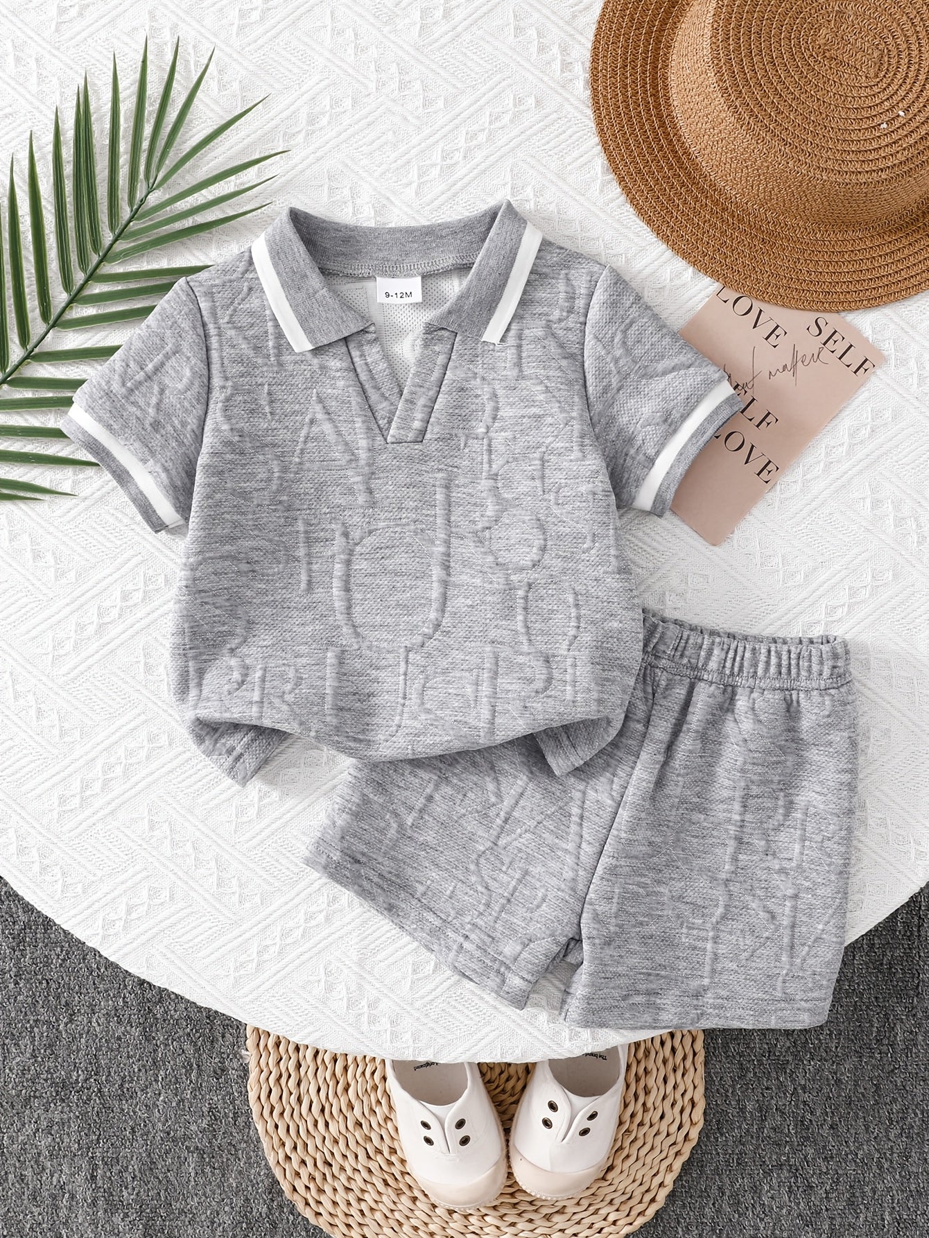 Baby Boy Lapel Shirt & Khaki Shorts Set Summer Casual Knit