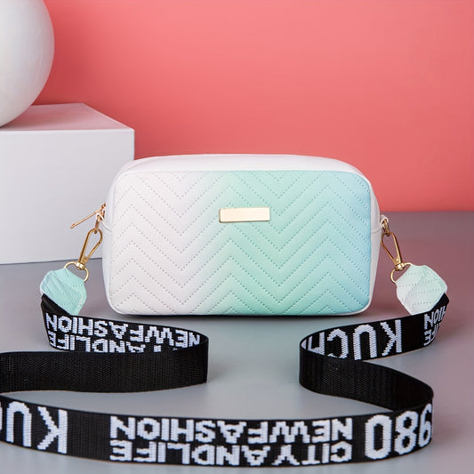 Fashion Gradient Quilted Crossbody պայուսակ, գերժամանակակից PU ուսի պայուսակ, կանացի նորաձև ձեռքի պայուսակ և դրամապանակ
