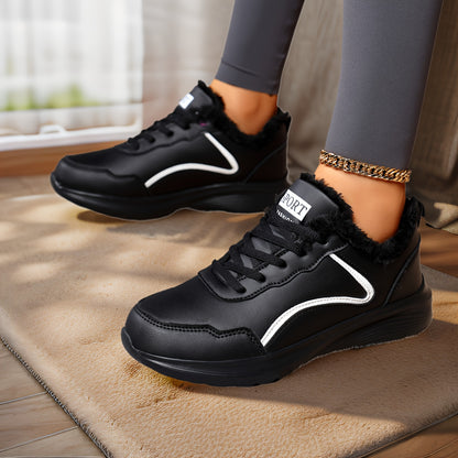 Կանացի ձմեռային ձնագնացքներ - Հաստ պլատֆորմային ներբան՝ լավ բռնման համար, թեթև ցրտադիմացկուն կոշիկներ՝ կապիչով, սահքից պաշտպանող EVA արտաքին ներբան - ամբողջովին սինթետիկ, արհեստական կաշվի նման վերին մաս - տաք, մեկուսացված՝ վազքի, արշավի և այլնի համար