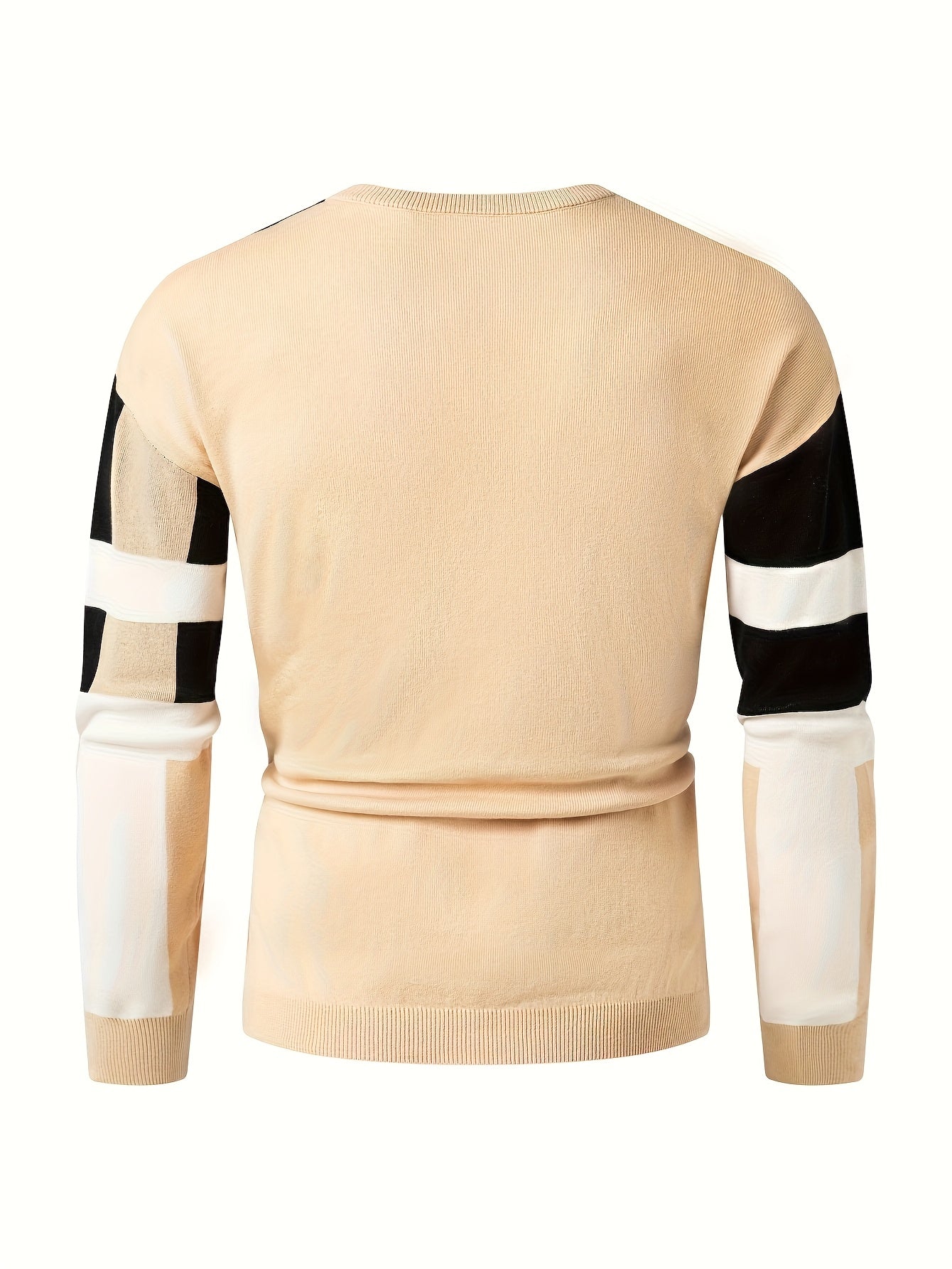 Men's Round Neck Casual Striped Warm Sweater Fashion Knit Pullover Top