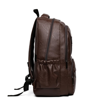 Men's Vintage PU Large Capacity Multi-Pocket Backpack, Casual Commuter Travel Backpack - ayq