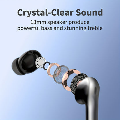 Wireless Earbuds with Mic, Earphones With LED Display, In-Ear Headphones With Mini Charging Case, TWS Headset For Men/Women