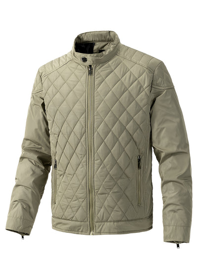 Men's Lightweight Padded Jacket with Stand Collar - Slim Fit