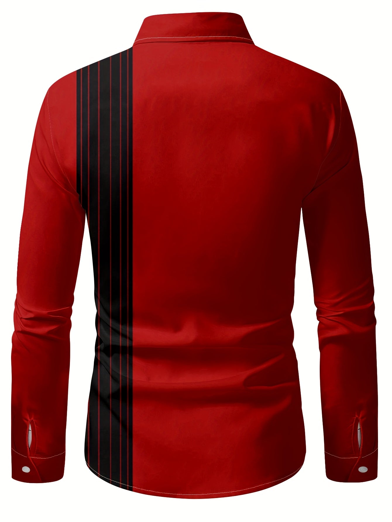 Men'S Christmas Long Sleeve Shirt - Red & Holiday Party Shirt with Santa Claus, Reindeer & Snowflakes, Button-Up Collar, Non-Stretch Fabric for Christmas, Halloween, New Year